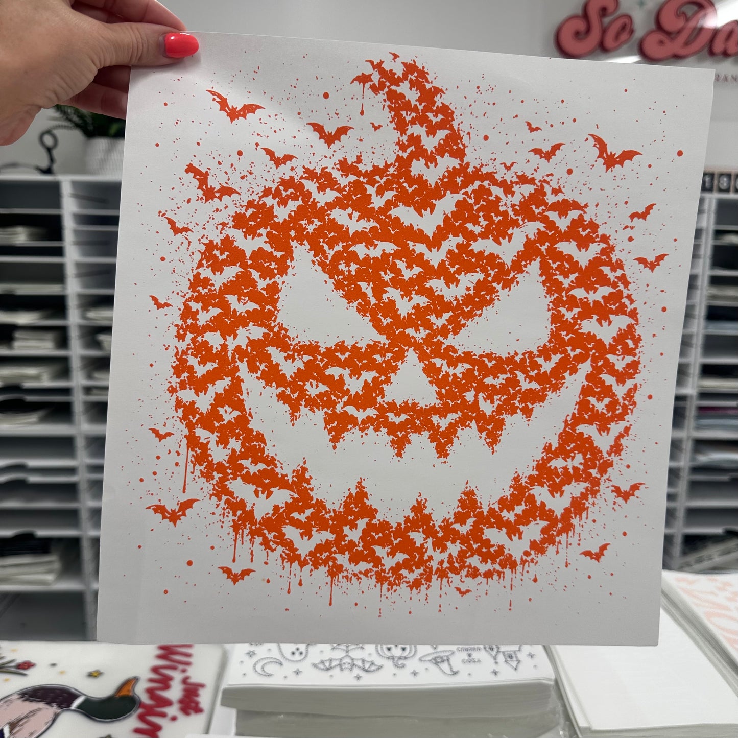 drip jack-o-lantern screen print transfer•