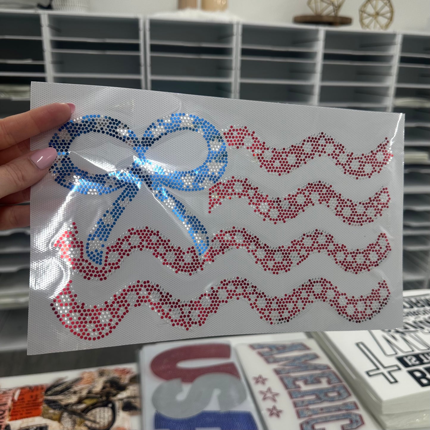 PRE-ORDER Spangle Transfer - BOW american flag 7-10 biz day tat