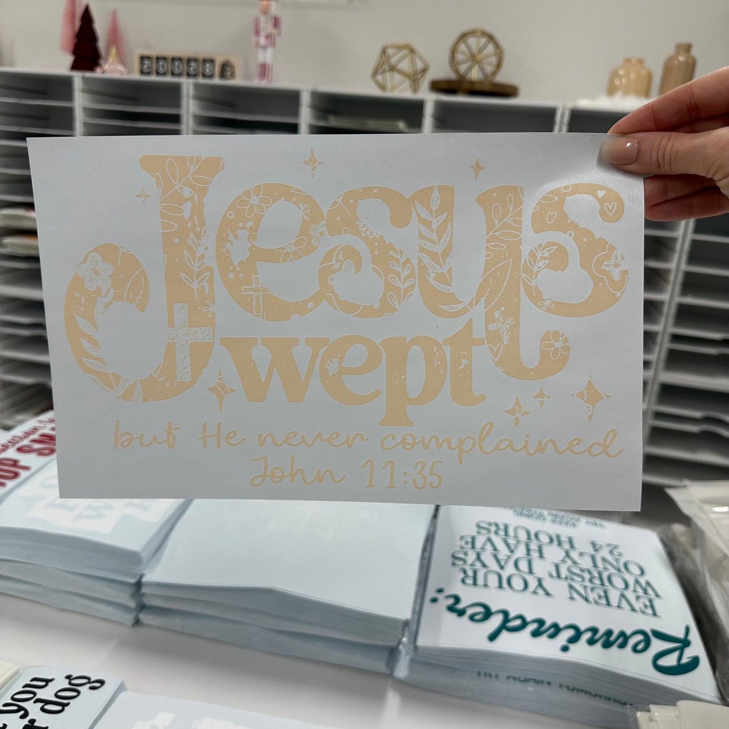 Jesus Wept screen print transfer