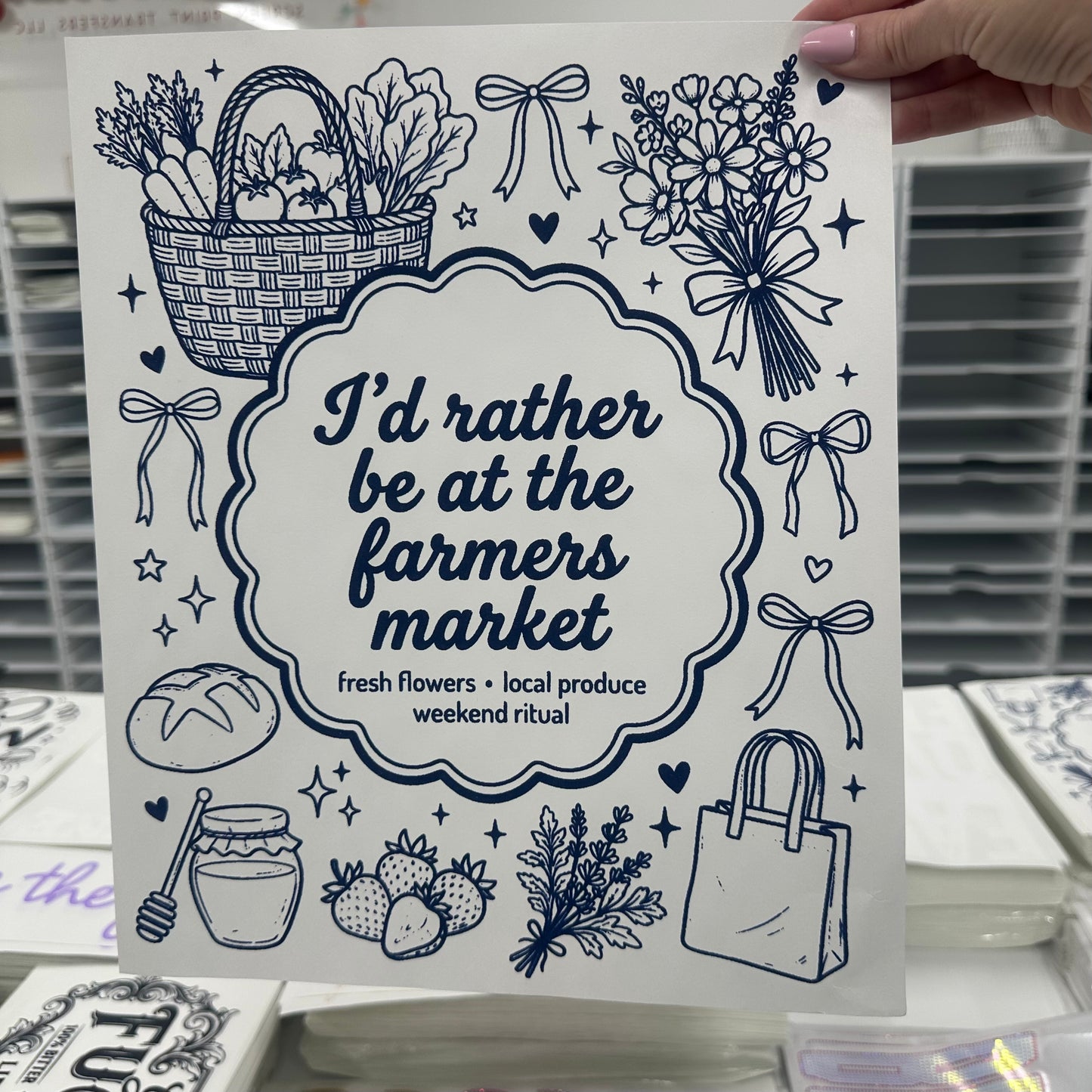 Id rather be at the farmers market screen print transfer•