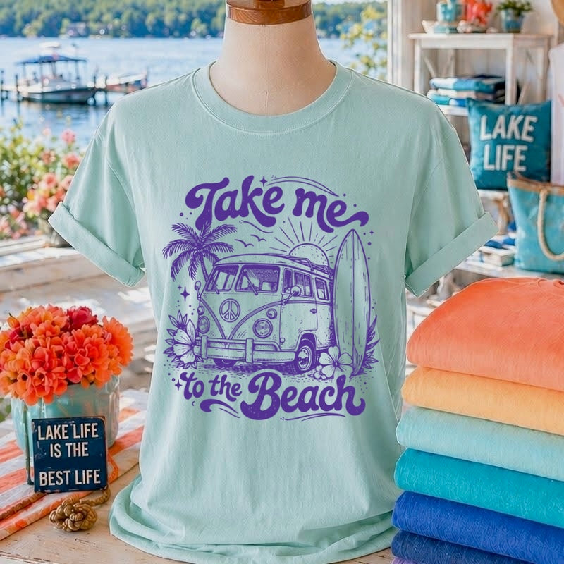 take me to the beach screen print transfer•