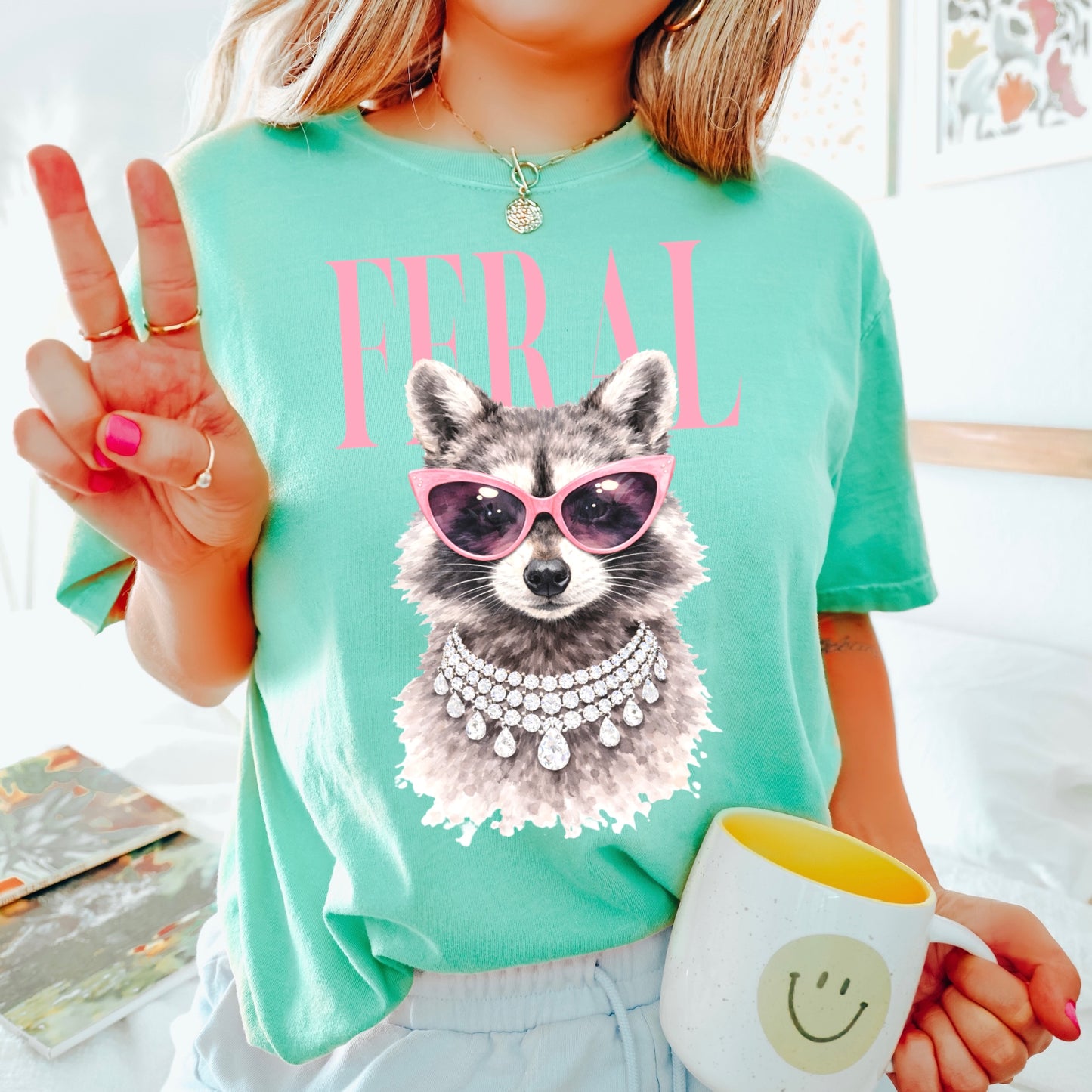 Feral raccoon clear film screen print