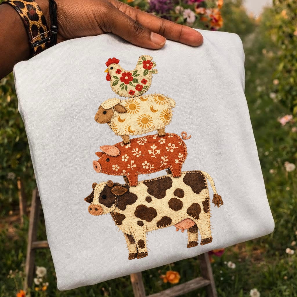 PRE-ORDER stacked farm animals DTF 7-10 biz day tat