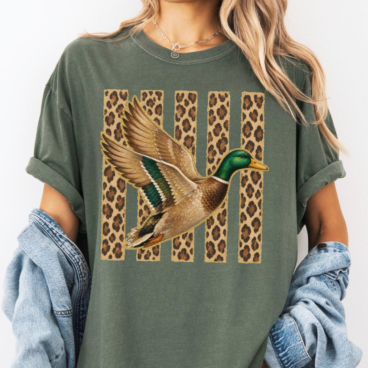 leopard stripe mallard duck clear film screen print