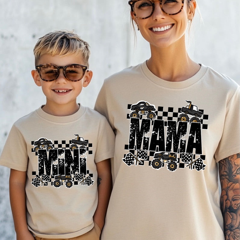 Monster truck Mama & Mini clear film screen print