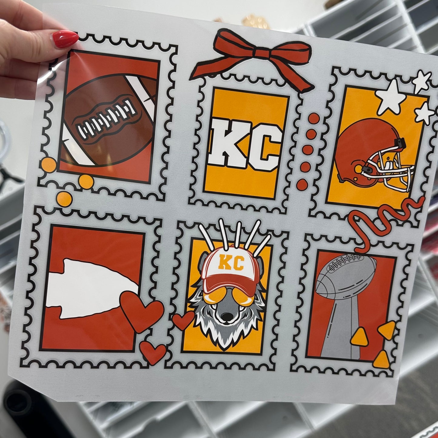 KC stamps clear film screen print