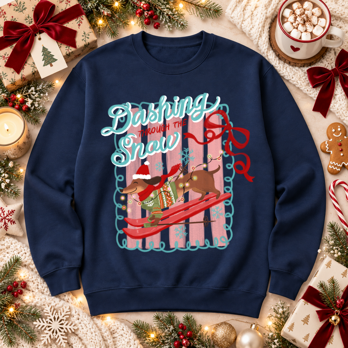 dashing thru the snow clear film screen print