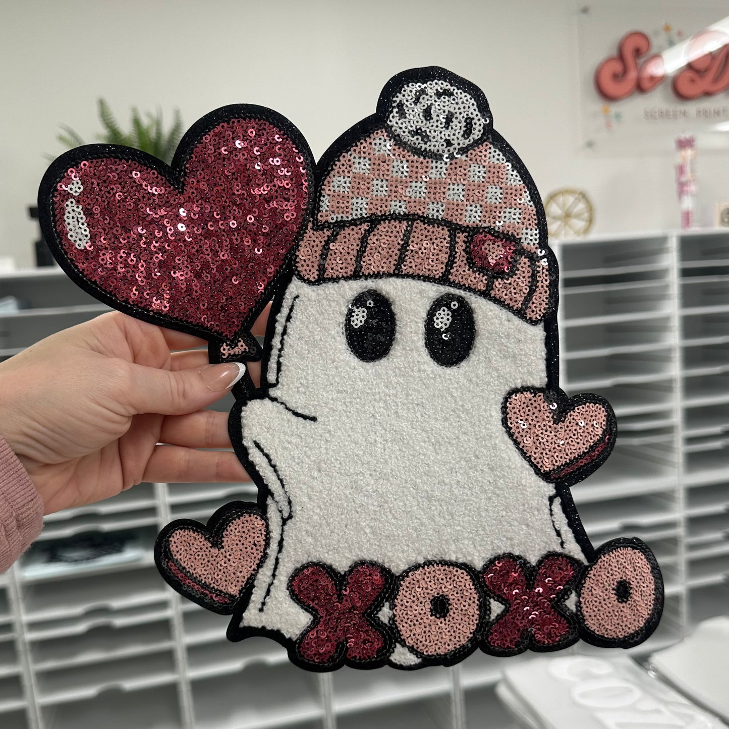chenille Patch - valentine ghost