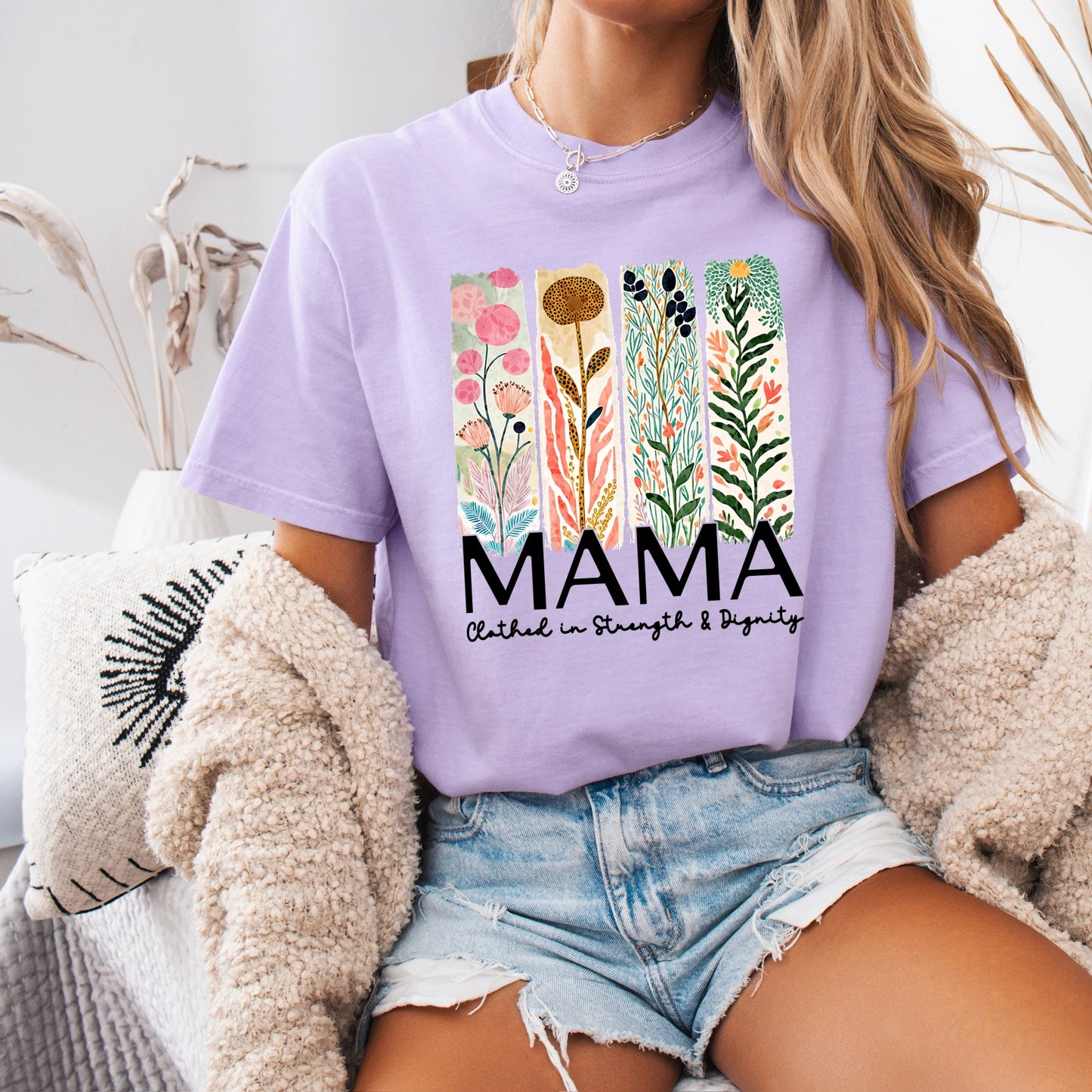 MAMA CLOTHED IN STRENGTH clear film screen print