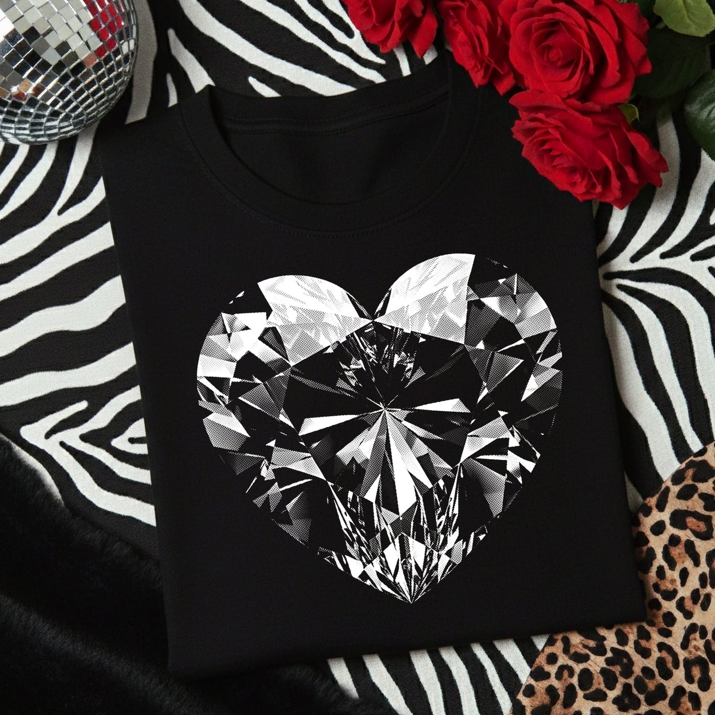 diamond heart half tone screen print transfer•