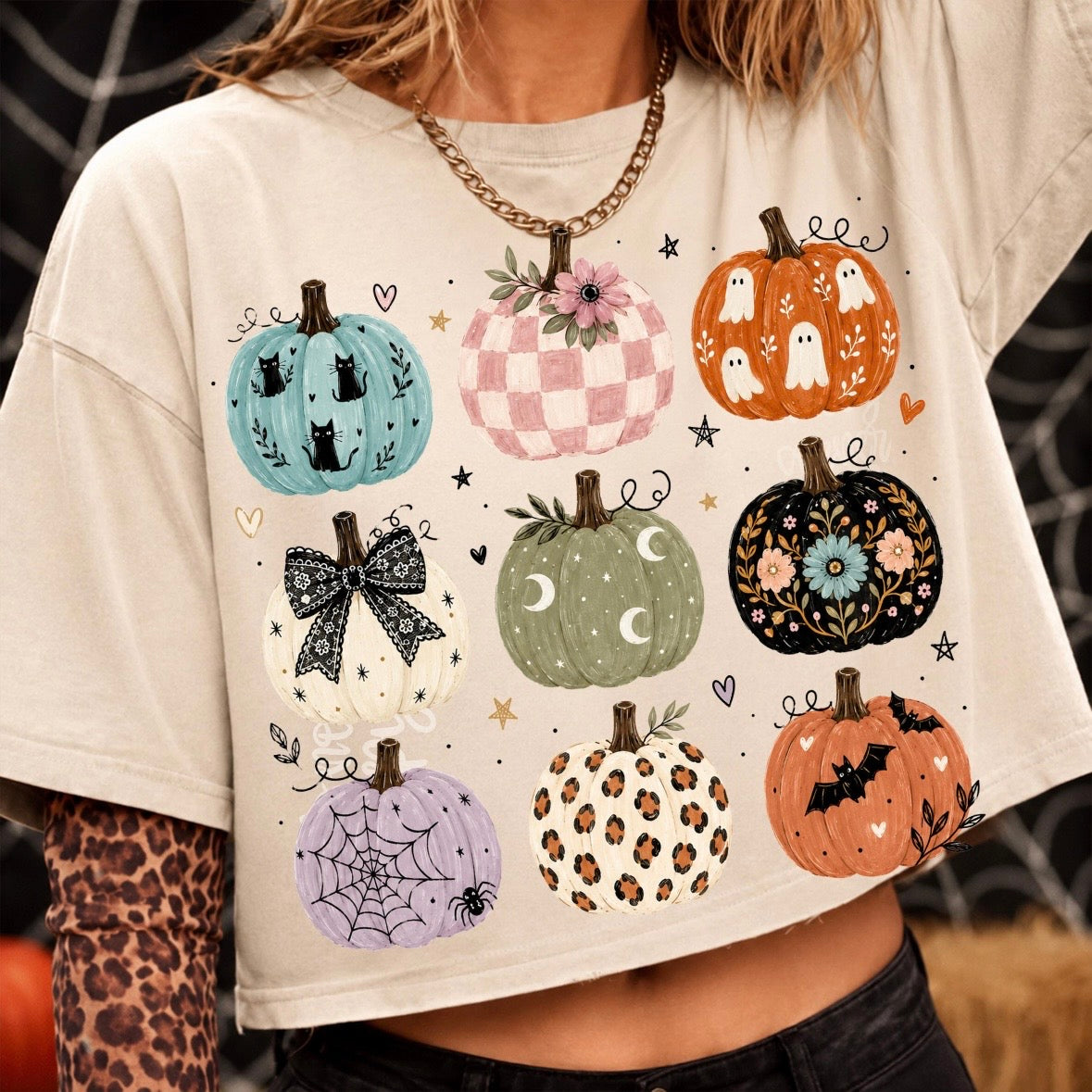 colorful pumpkin collage clear film screen print