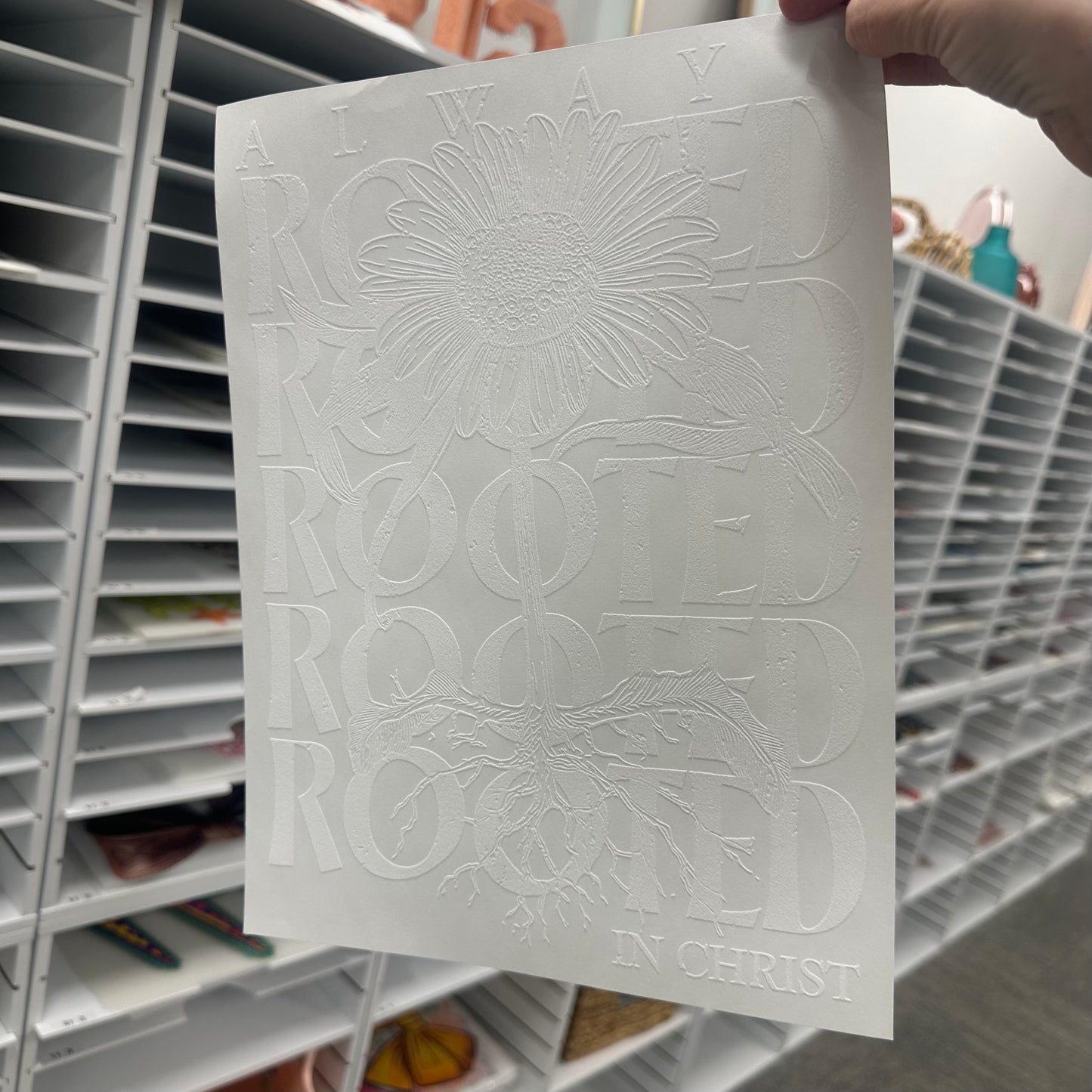 rooted in Christ screen print transfer•