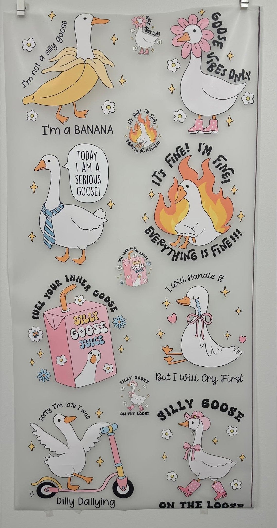 PRE-DESIGNED dtf or sublimation SILLY GOOSE gang sheet