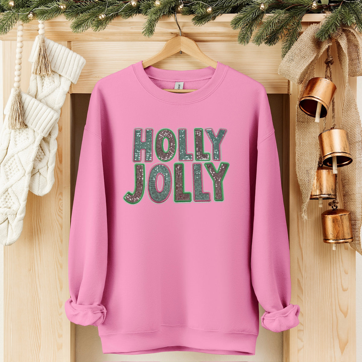Sequins Patch - Holly Jolly pink + green