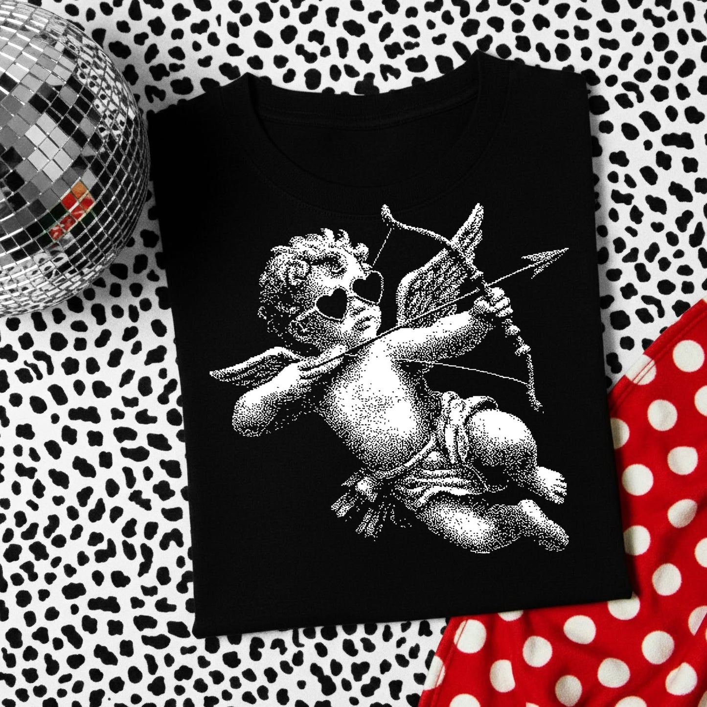 cupid half tone screen print transfer