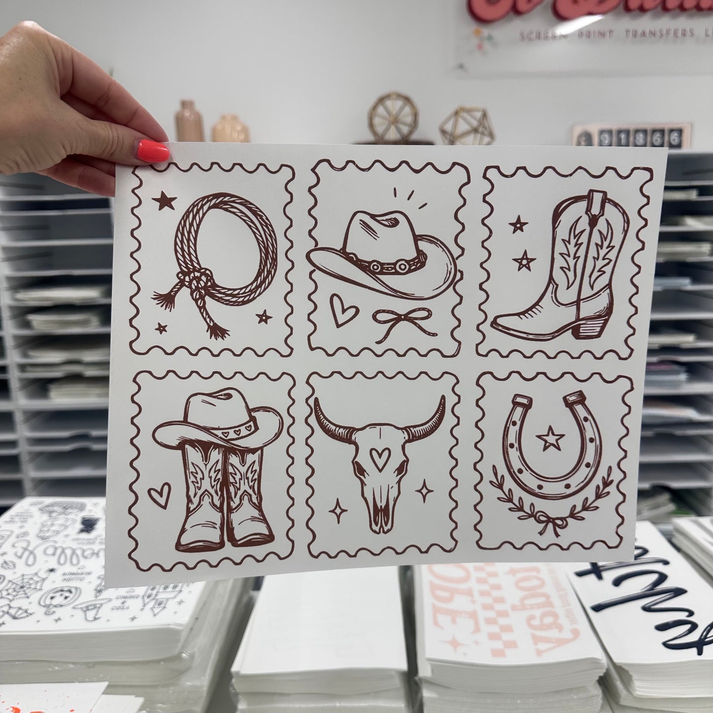 western stamps screen print transfer•