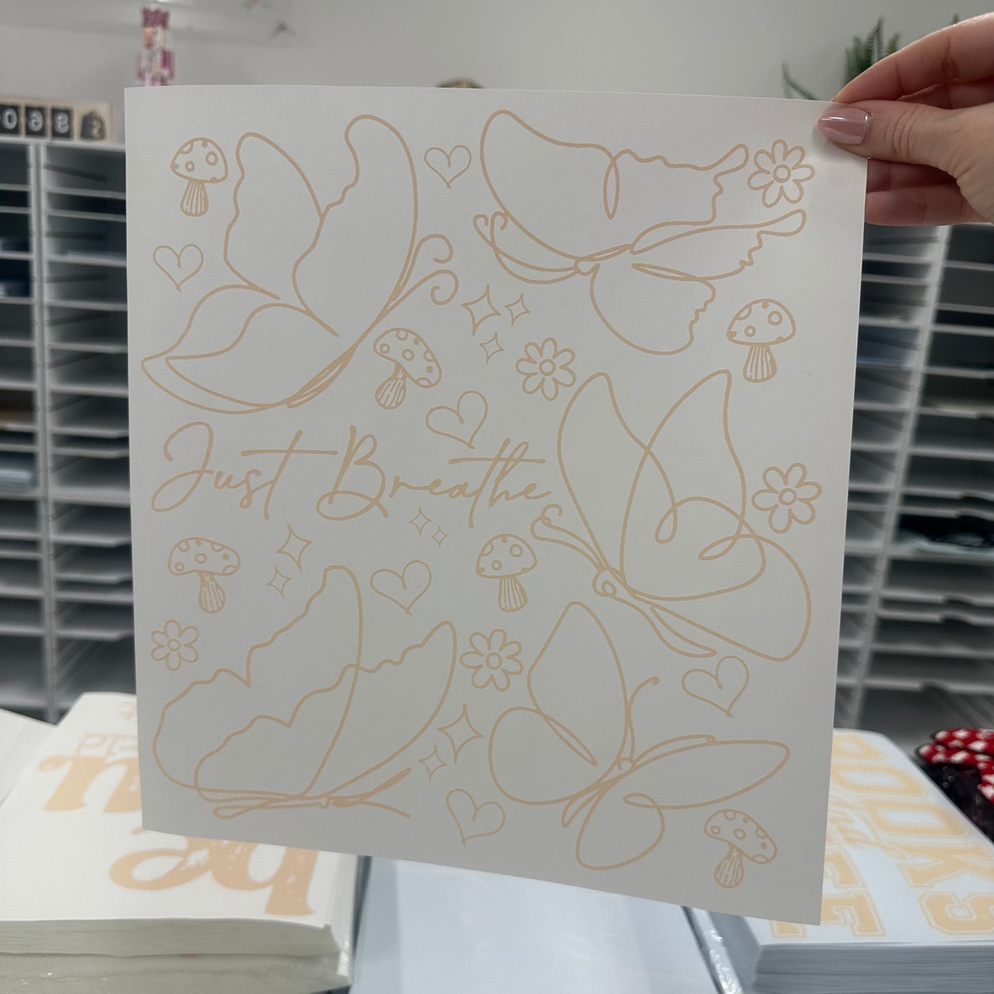 Just Breathe butterflies screen print transfer•