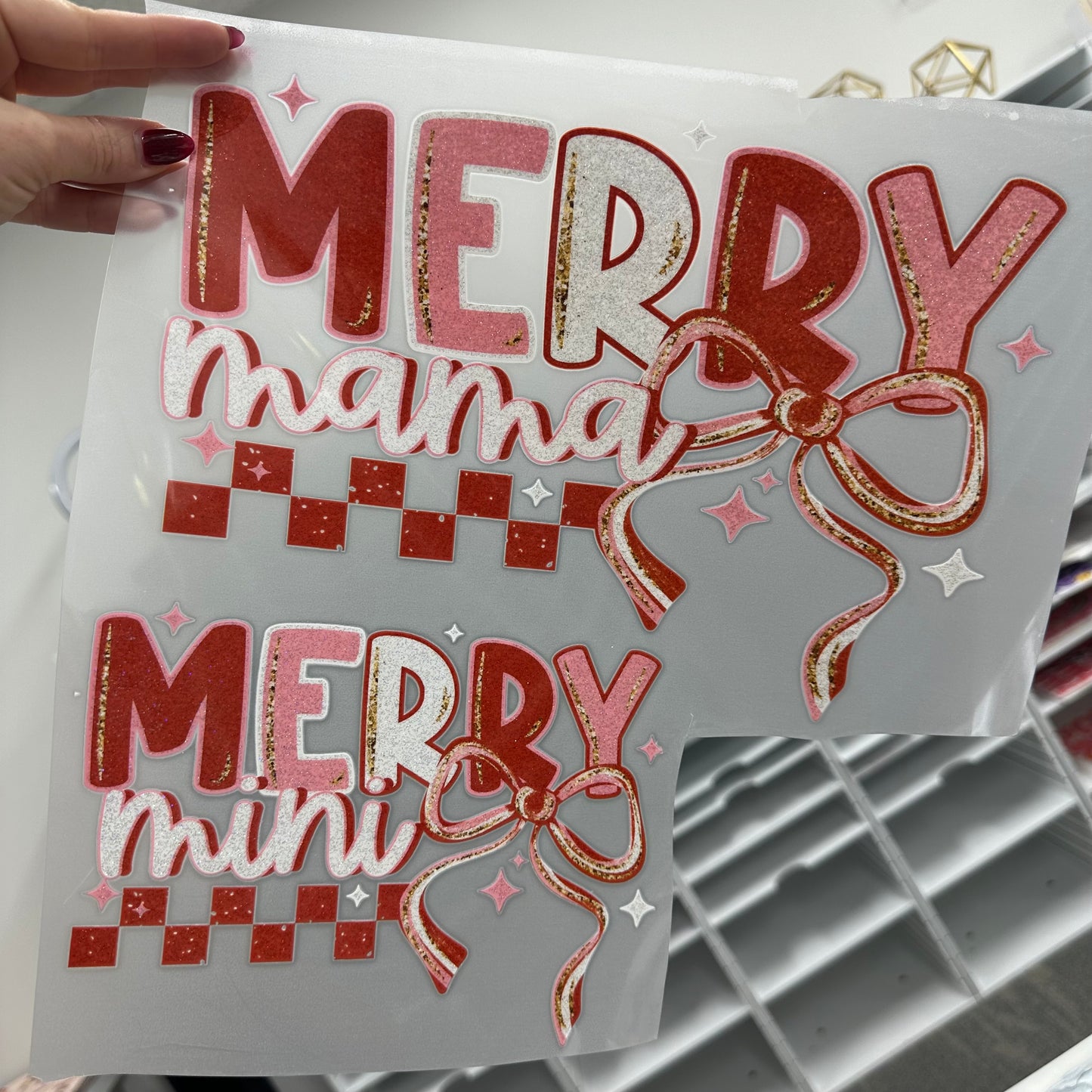 GLITTER Merry Mama & Mini clear film transfer