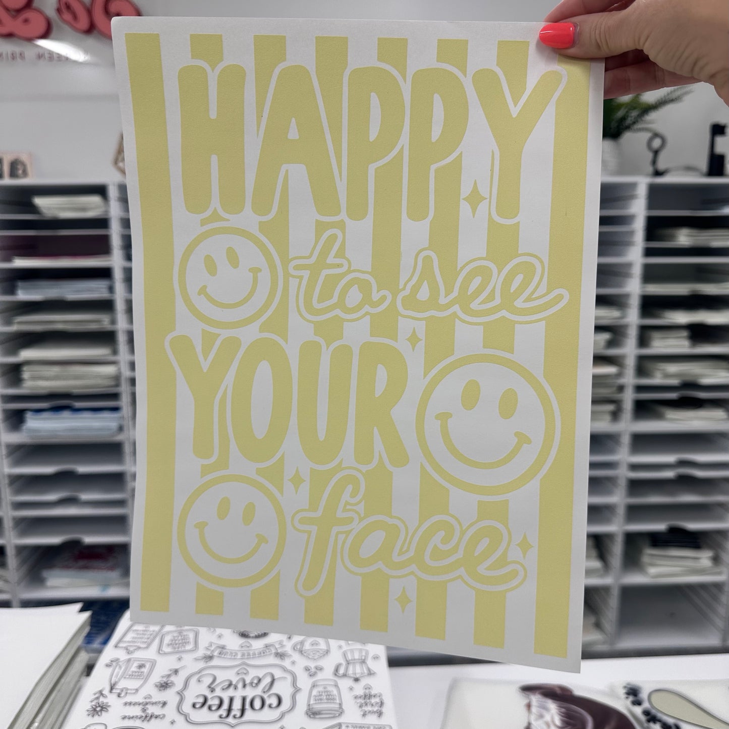 happy to see your face screen print transfer•