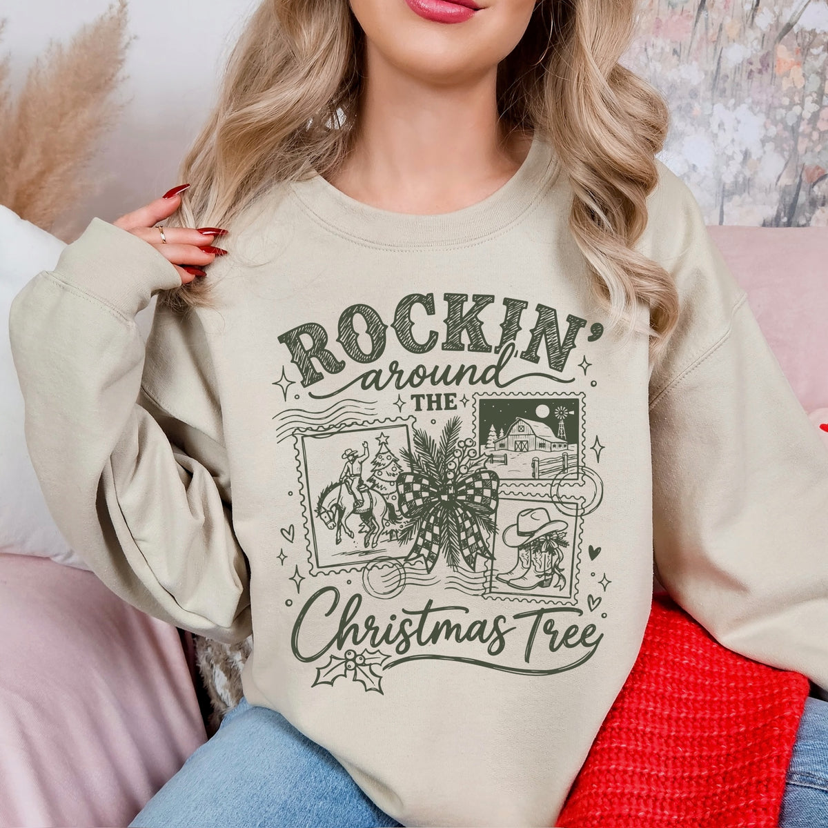 rockin around the christmas tree screen print transfer•
