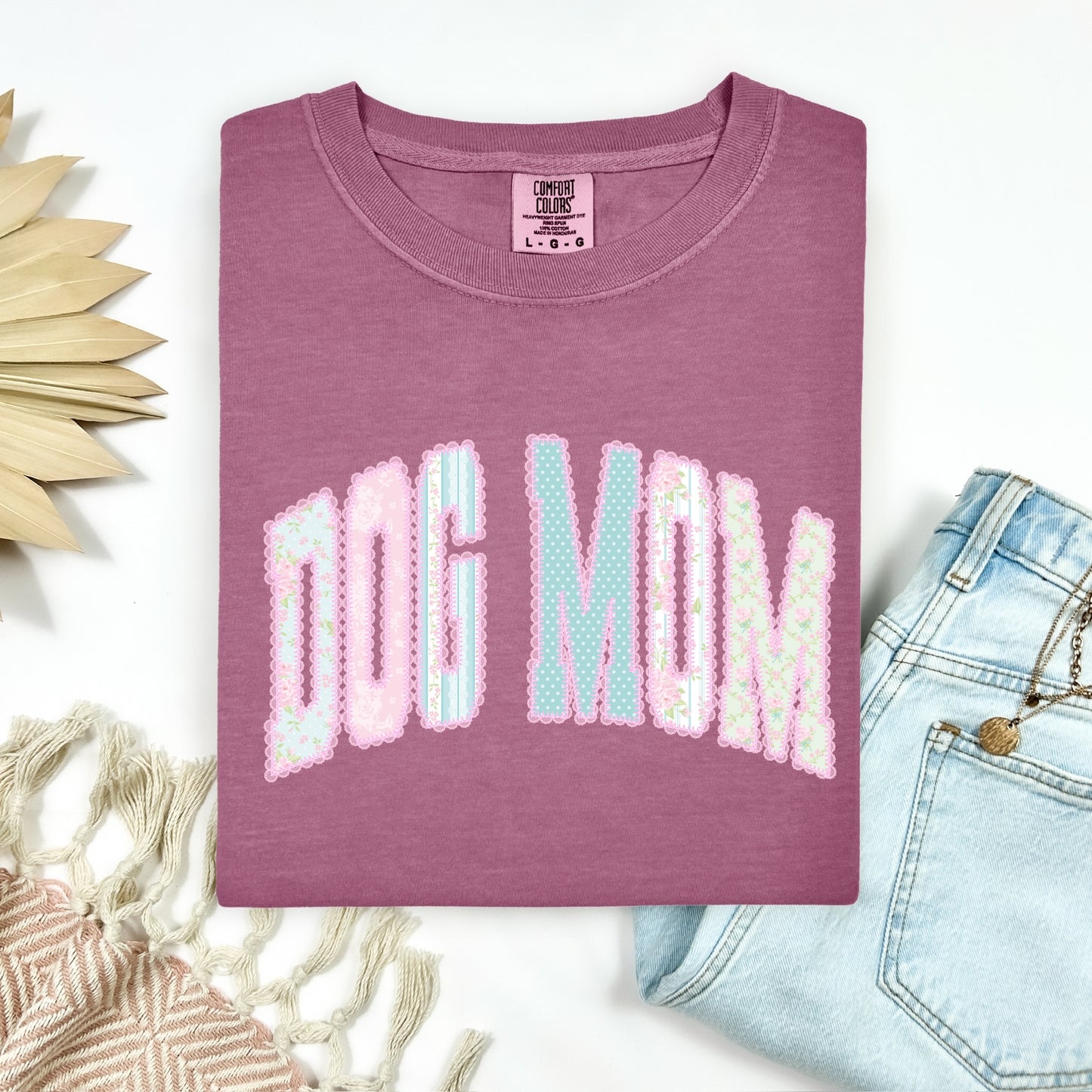 lace DOG MOM clear film screen print