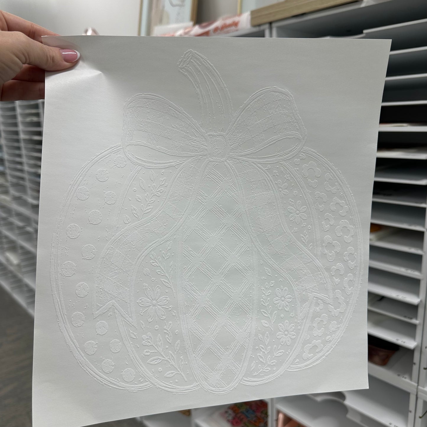 mixed pattern pumpkin doodle screen print transfer
