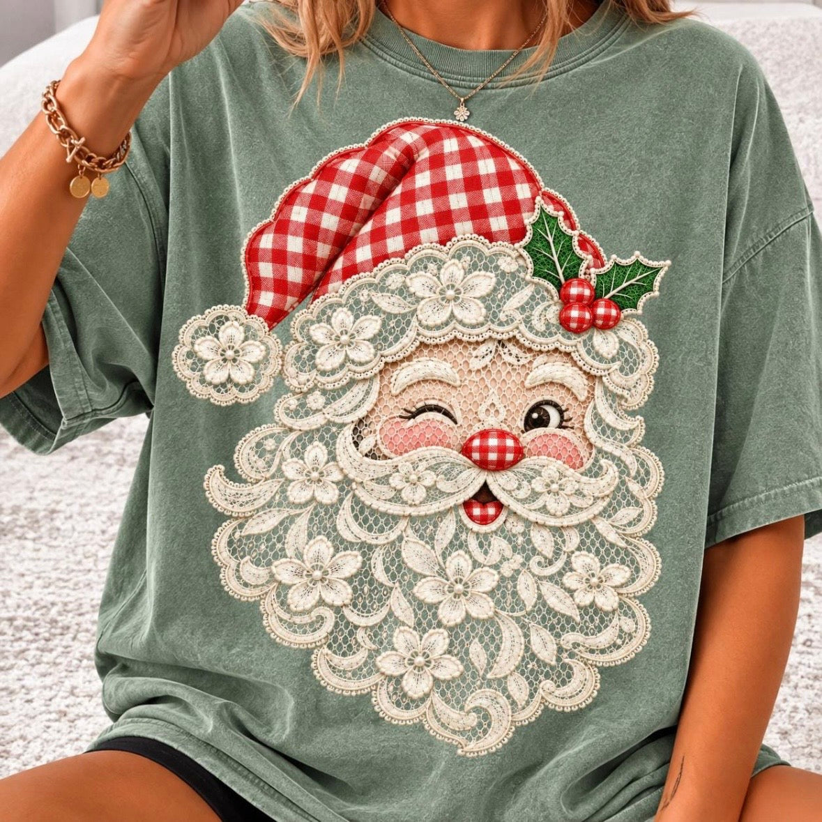 Lace Santa clear DTF PRE-ORDER 5-7 biz day tat
