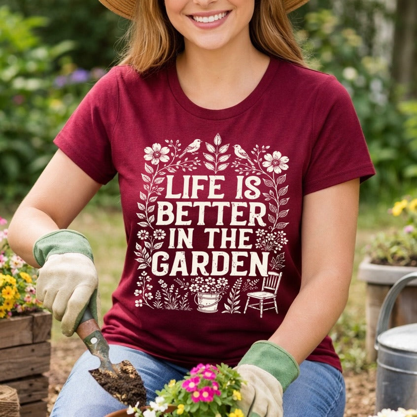life is better in the garden screen print transfer•