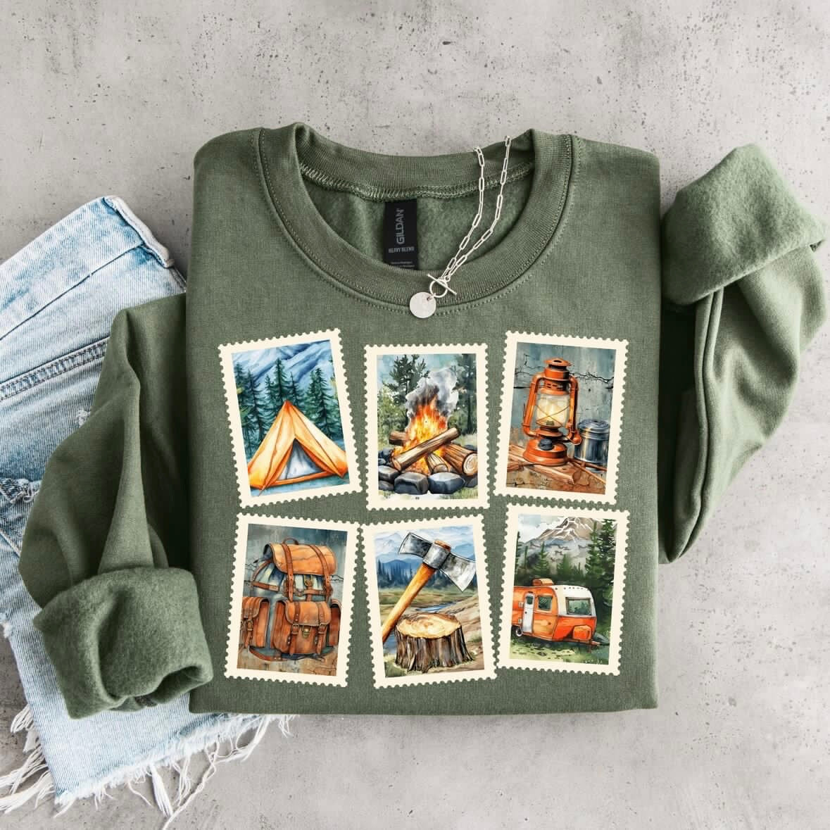 camping stamps clear film screen print