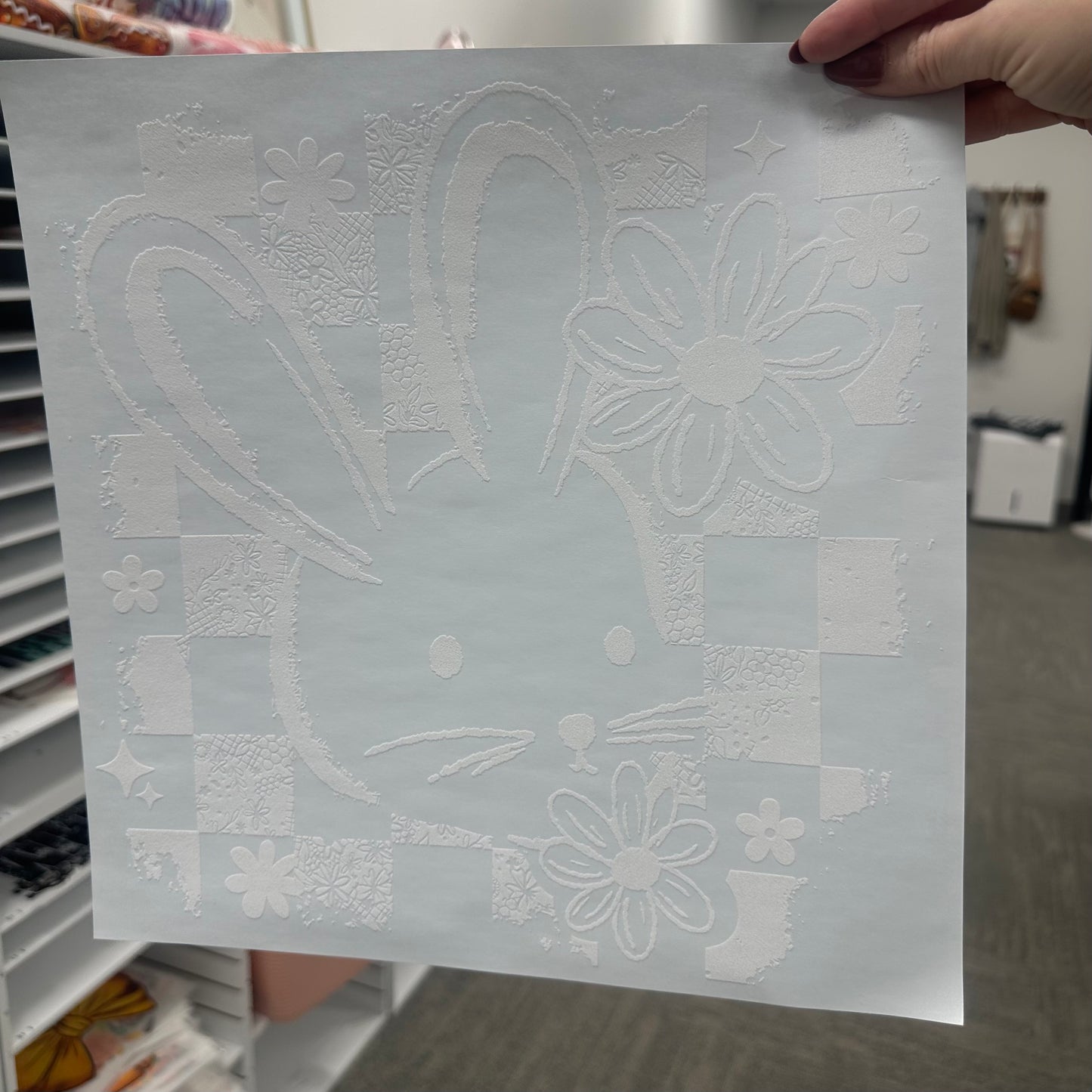 checker bunny screen print transfer