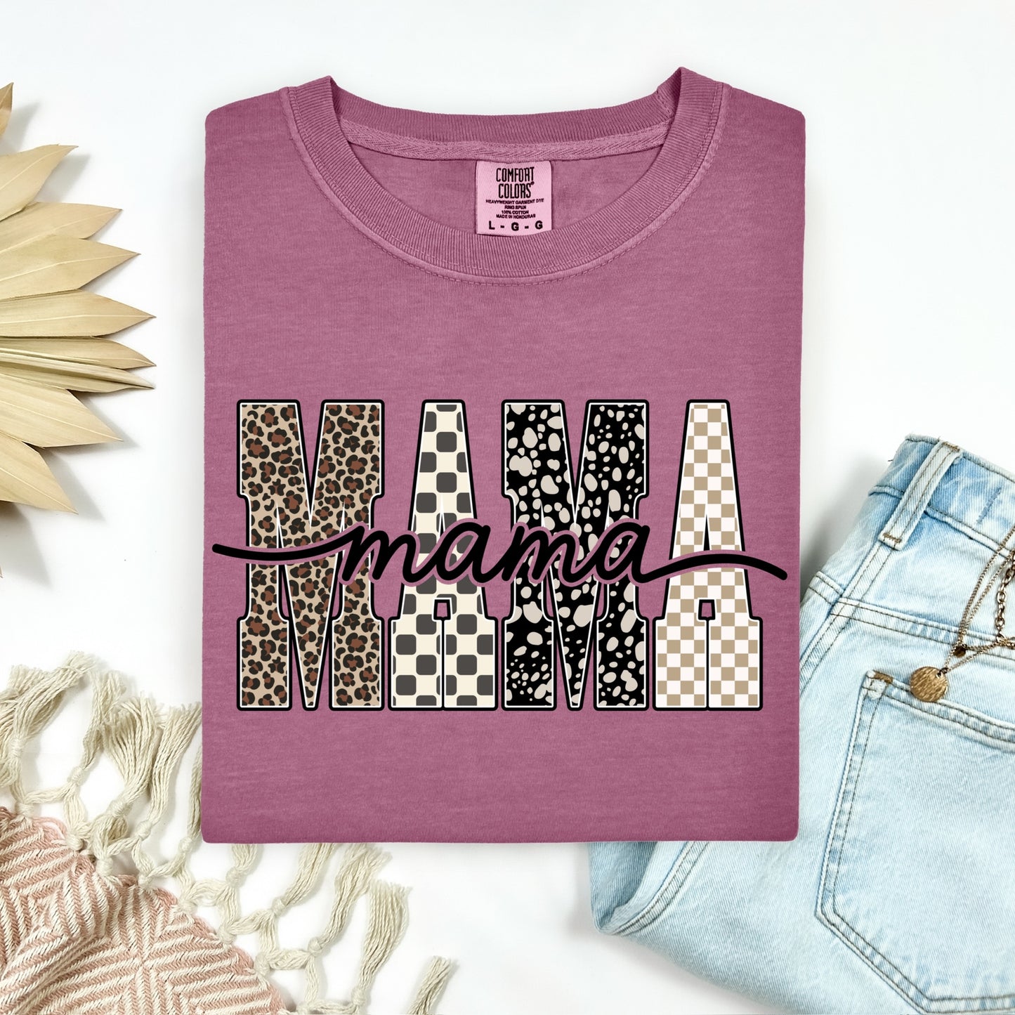 mama animal print clear film screen print