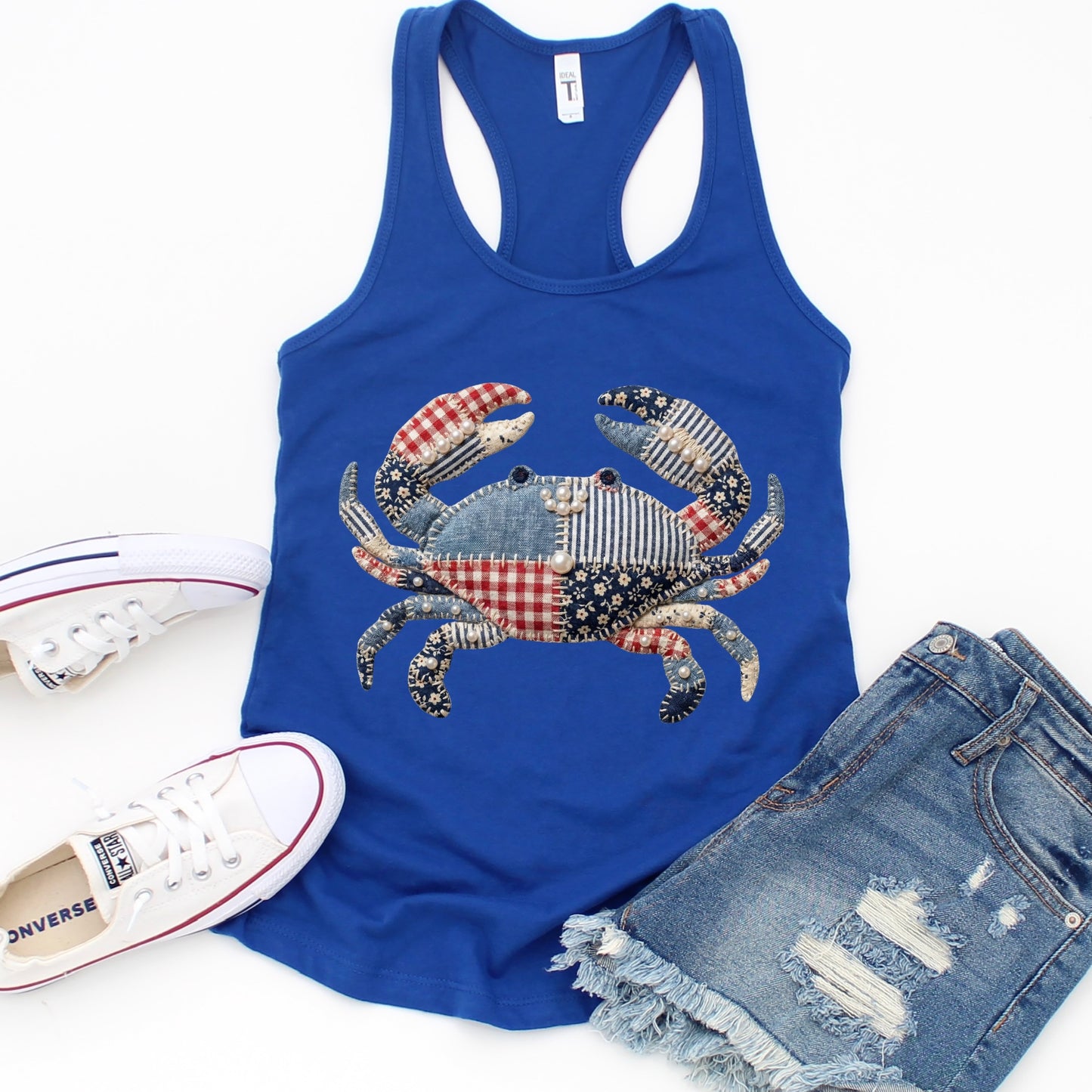 patchwork crab clear film screen print