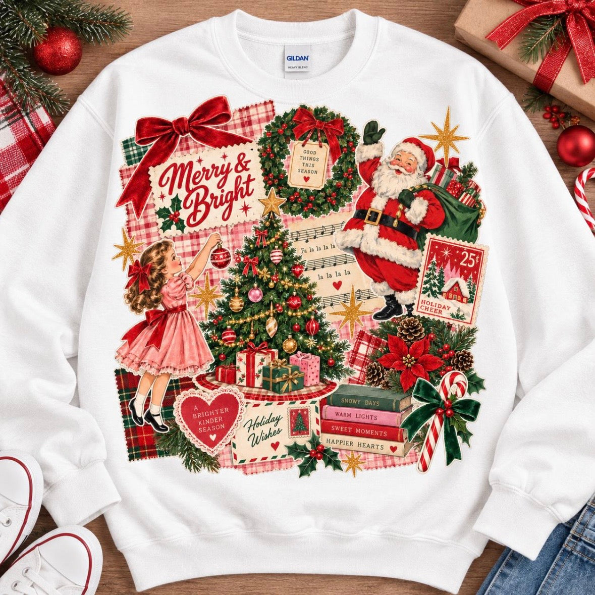vintage christmas collage DTF PRE-ORDER 5-7 BIZ DAY TAT