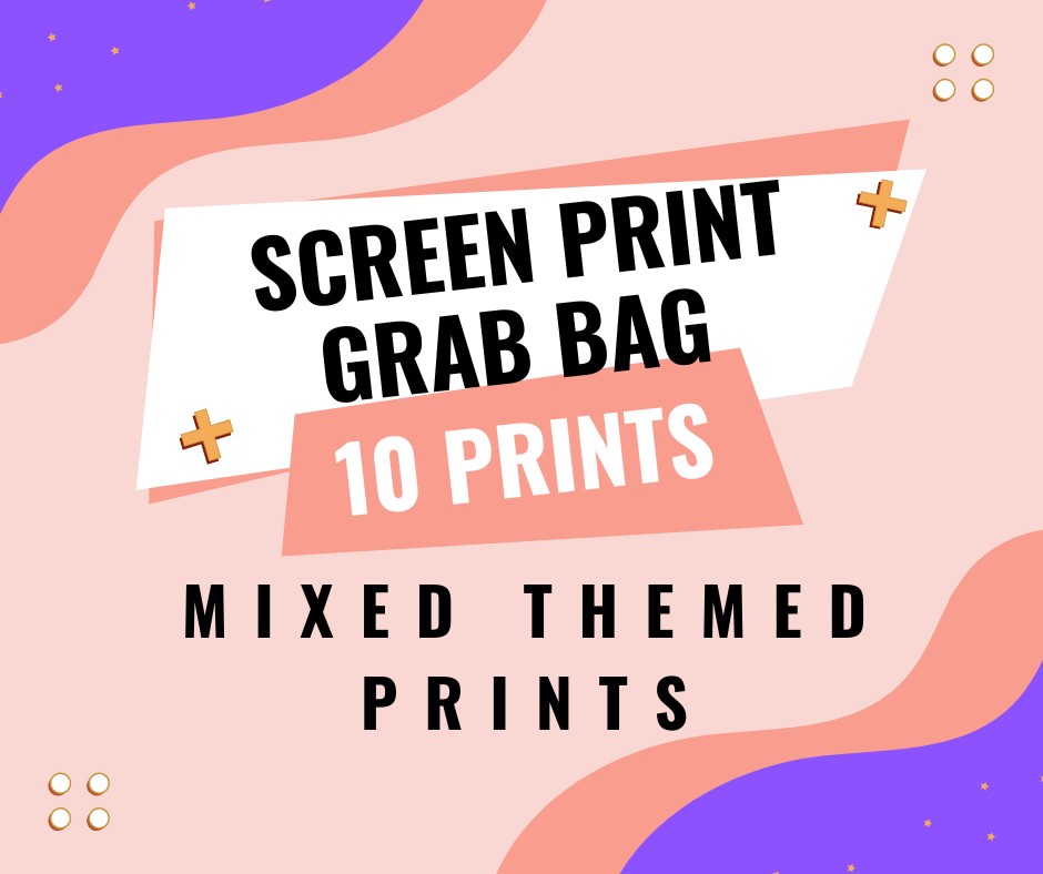 MIXED THEME Screen print transfers grab bags - 10 prints single color and/or full color transfers