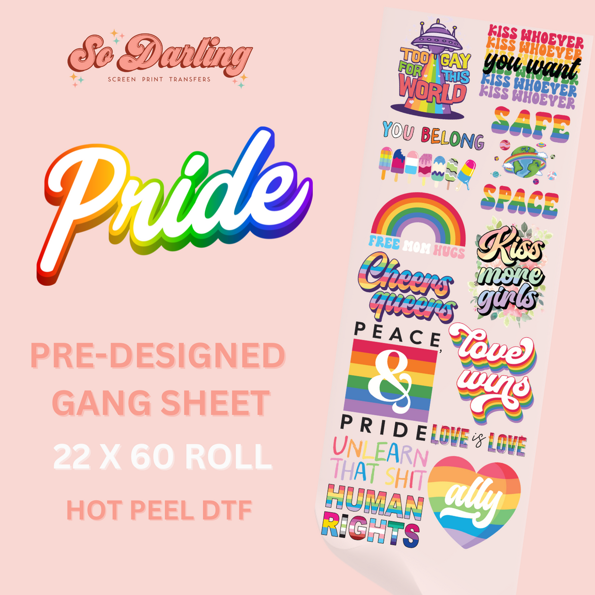 pre-designed PRIDE dtf gang sheet - 1-2 business day TAT