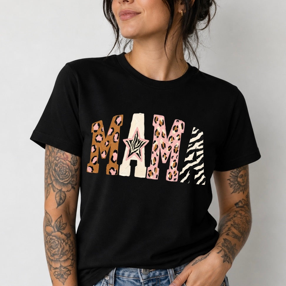 mixed pattern mama clear film screen print