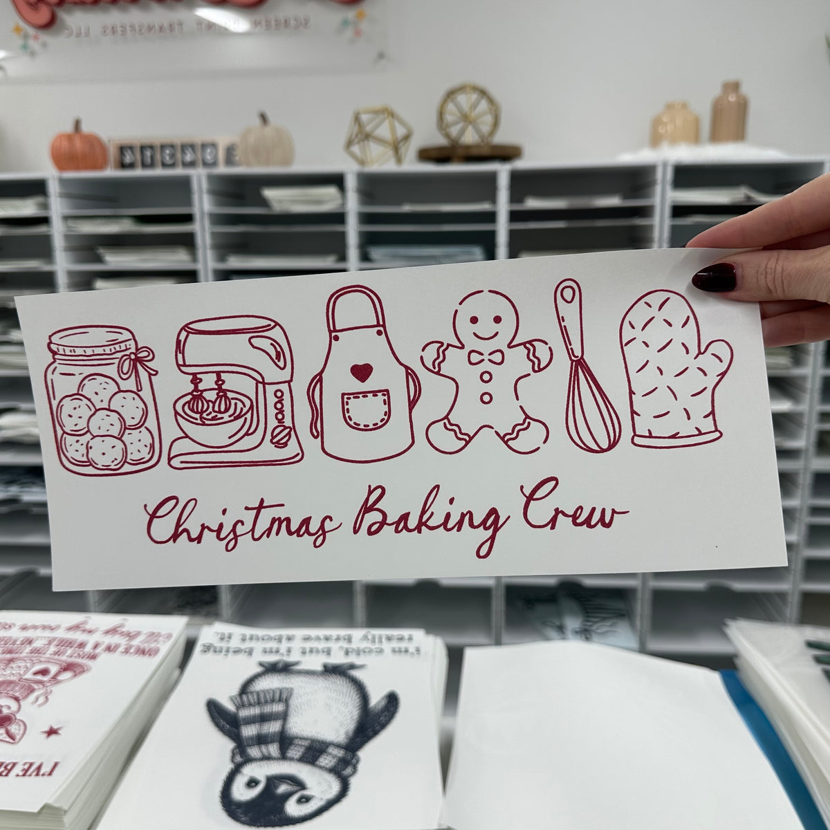 Christmas baking crew screen print transfer
