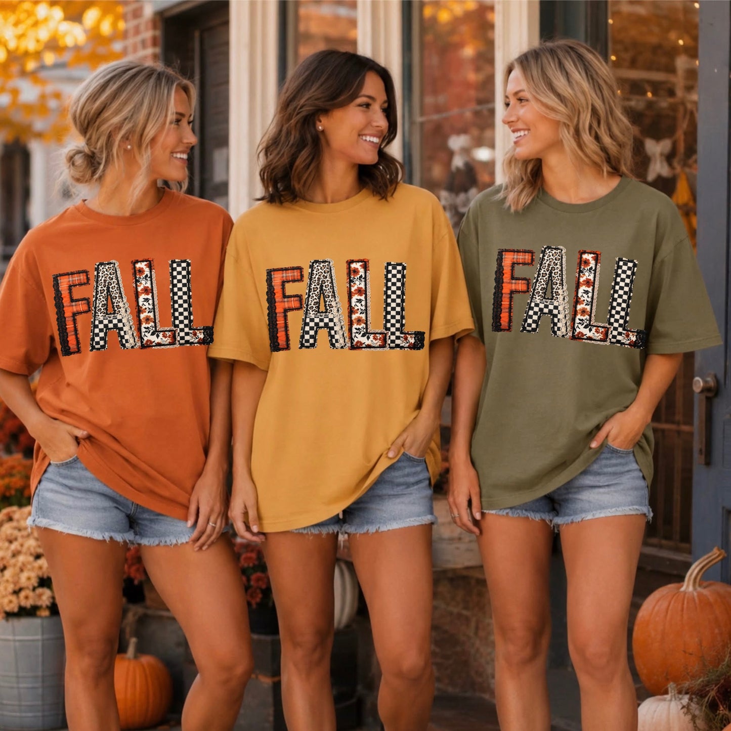 patchwork fall clear film screen print
