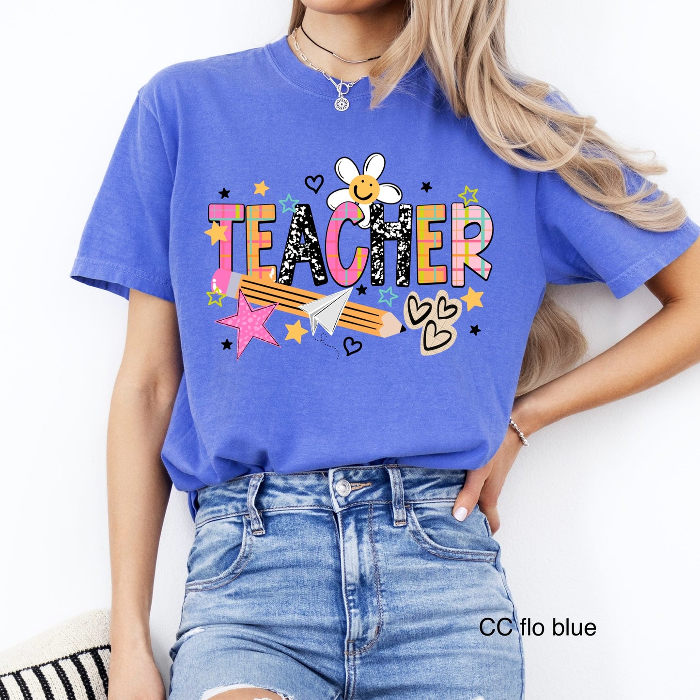 teacher mixed dooles clear film screen print