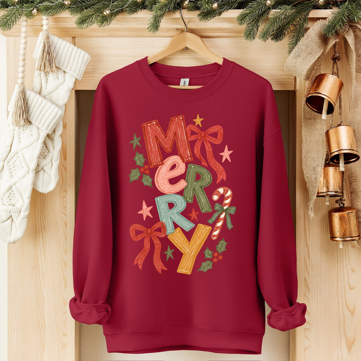hand drawn Merry clear film screen print