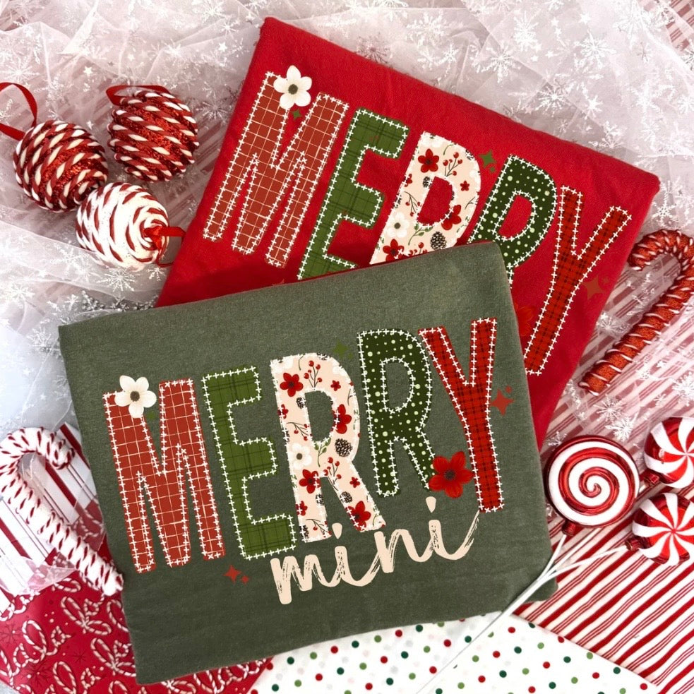 Merry mama & mini clear film screen print
