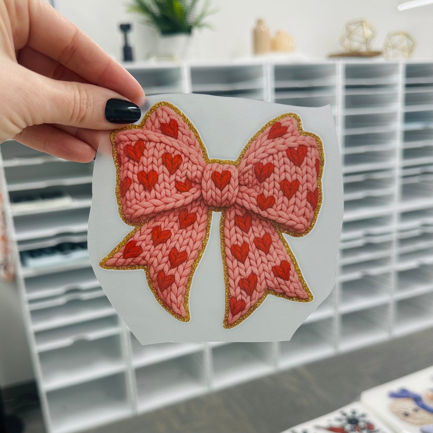 POCKET valentine bow clear film screen print