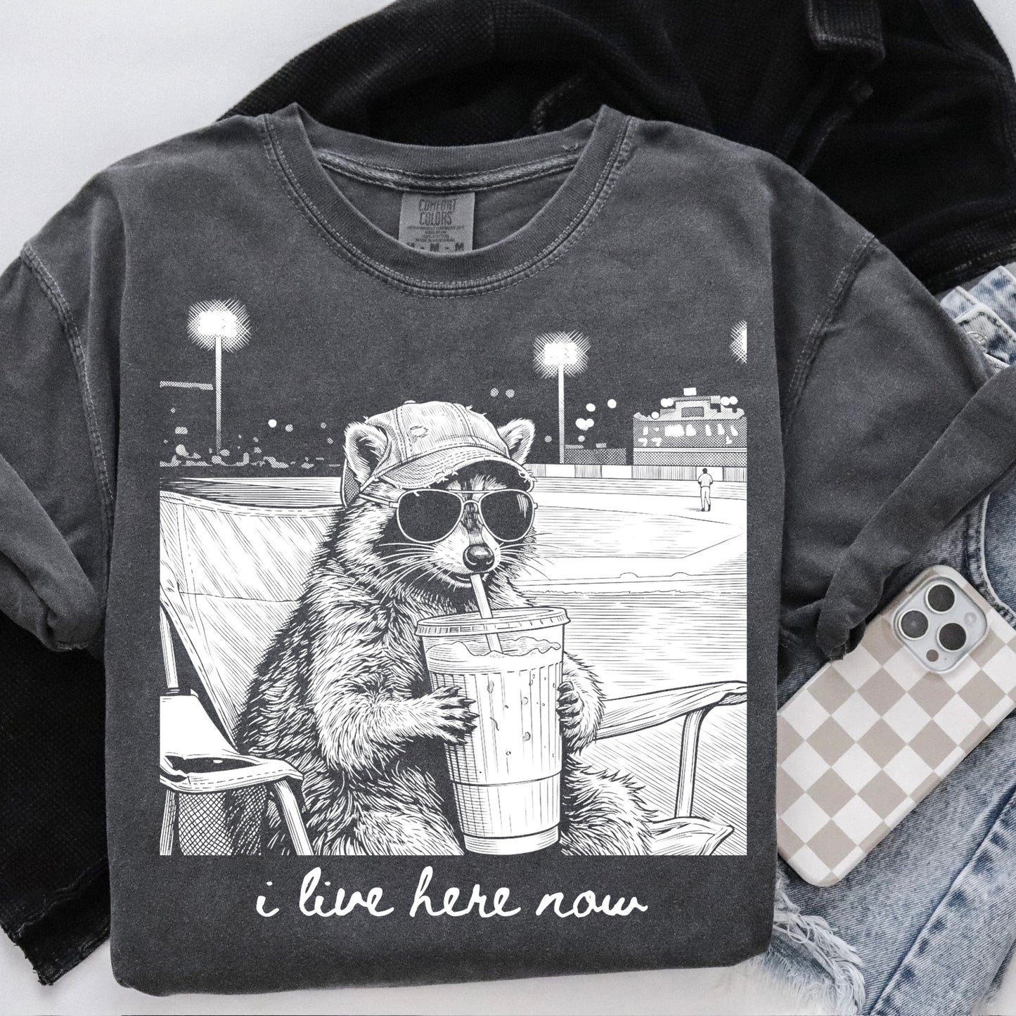 i live here now baseball screen print transfer•