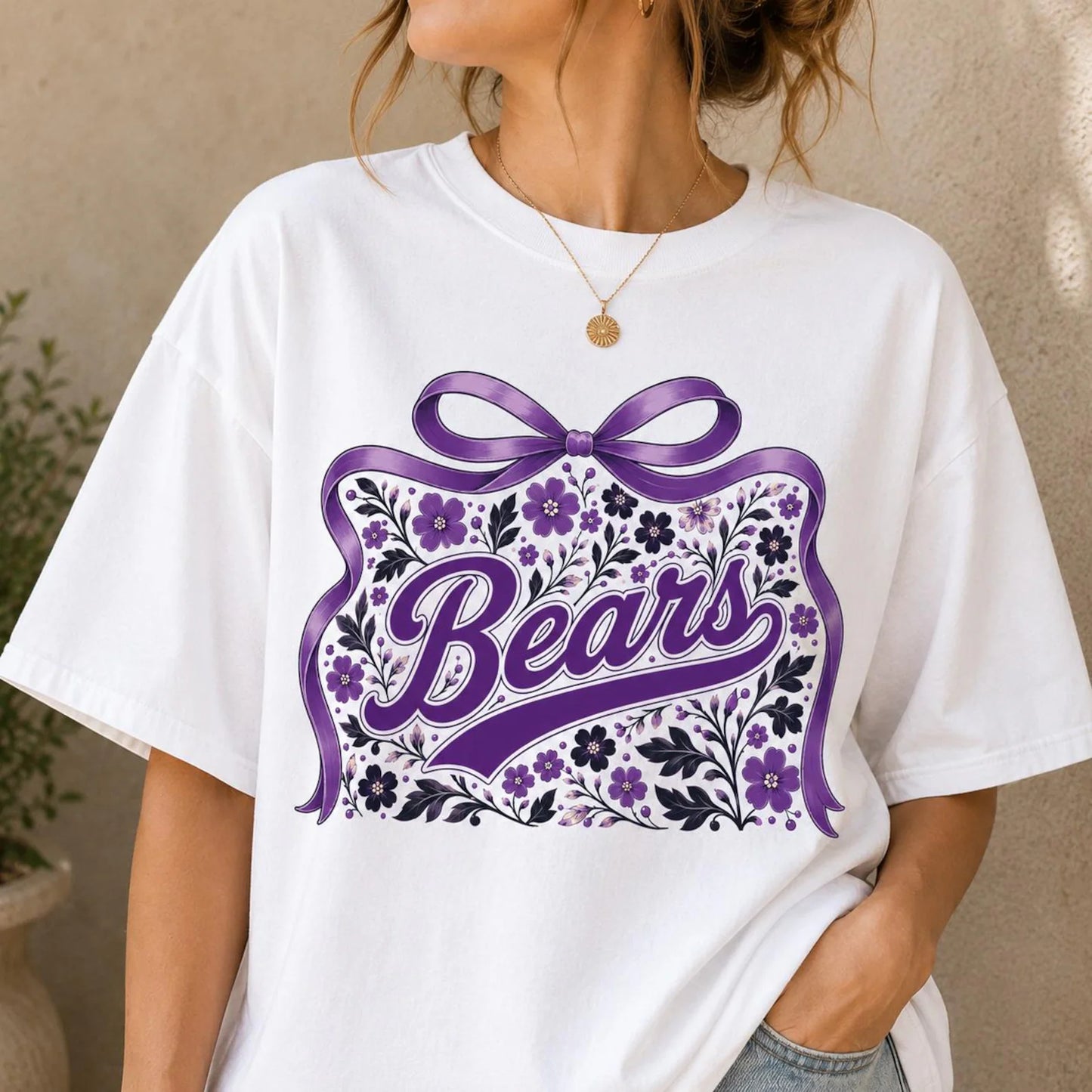 semi-custom floral bow mascot - 2 colors (design set up only)