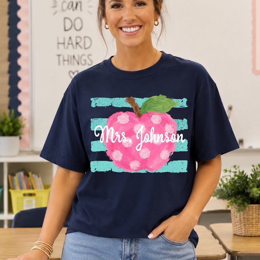 semi-custom pink apple - 1 font color (design set up only)