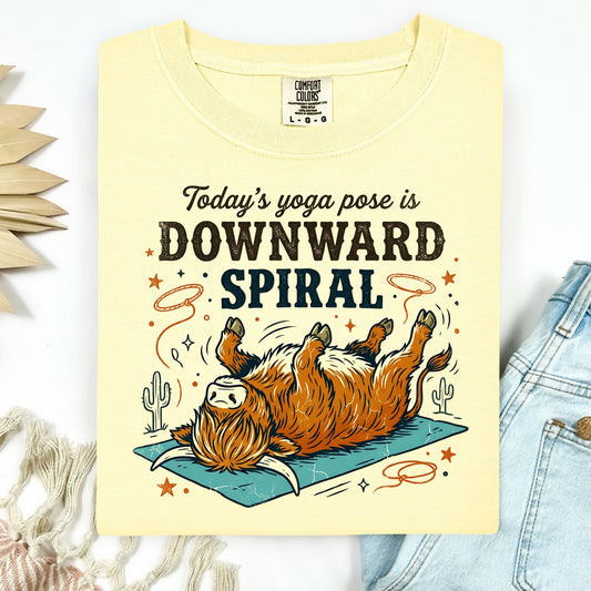 downward spiral clear film screen print