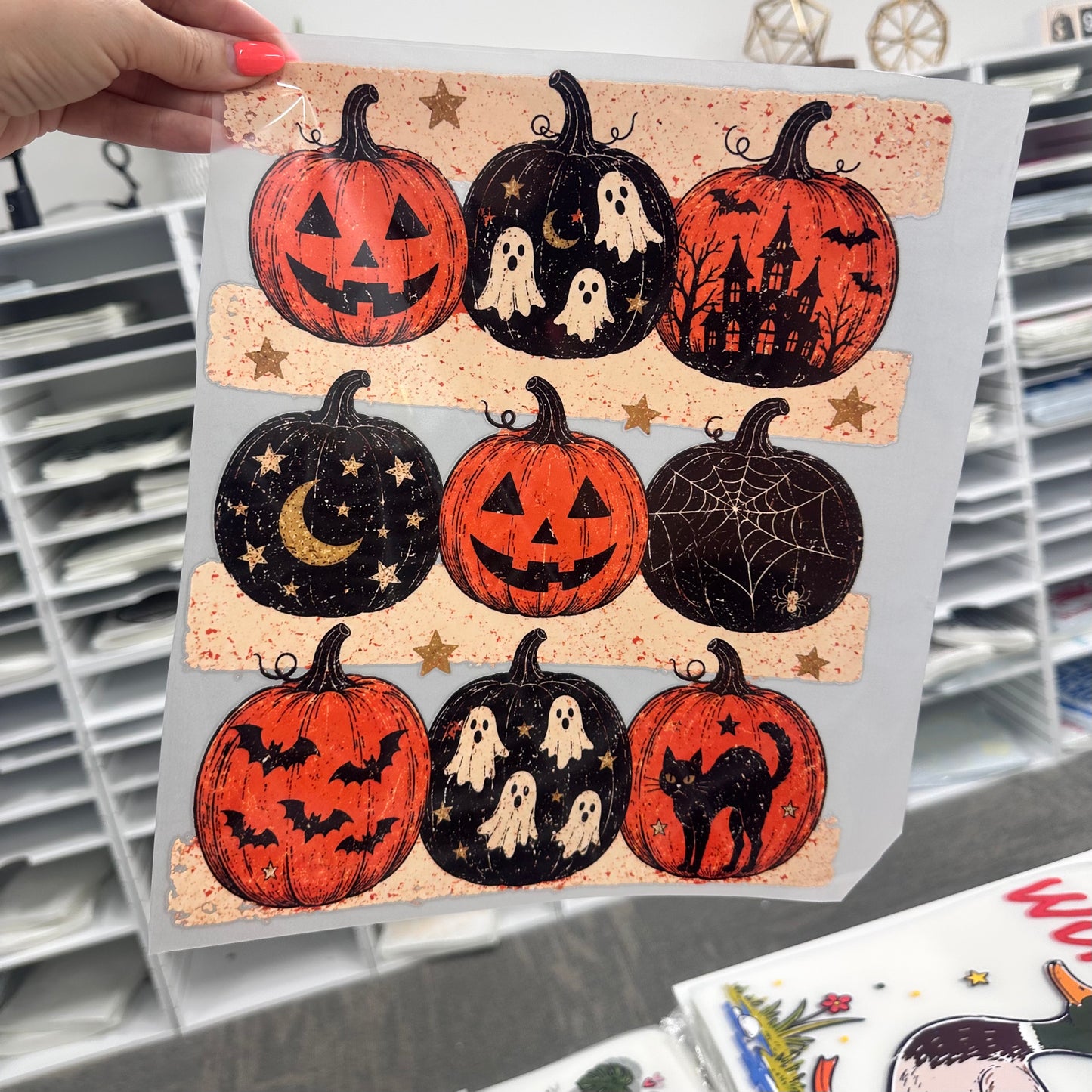 brushstroke pumpkins clear film screen print