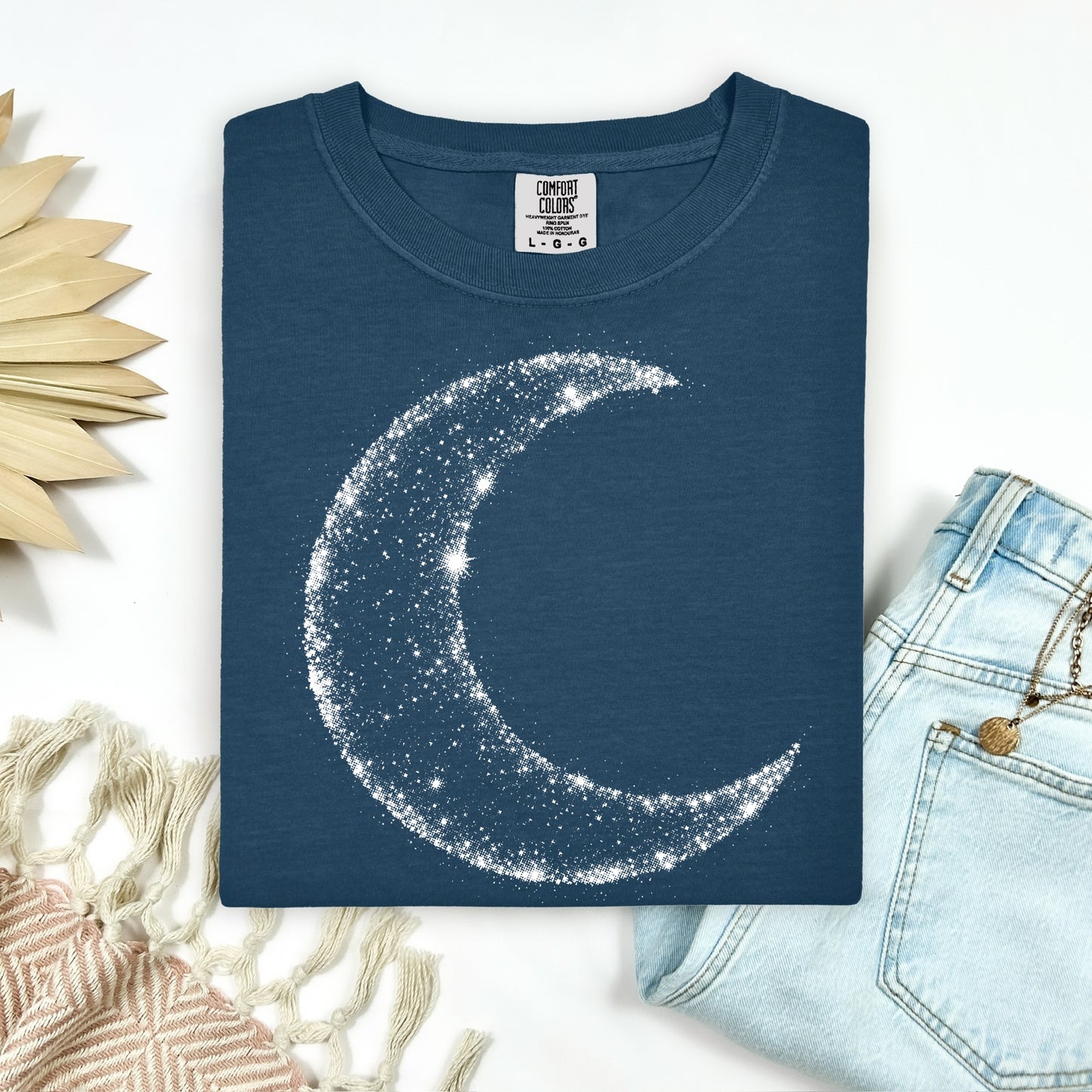 halftone cresent moon screen print transfer•