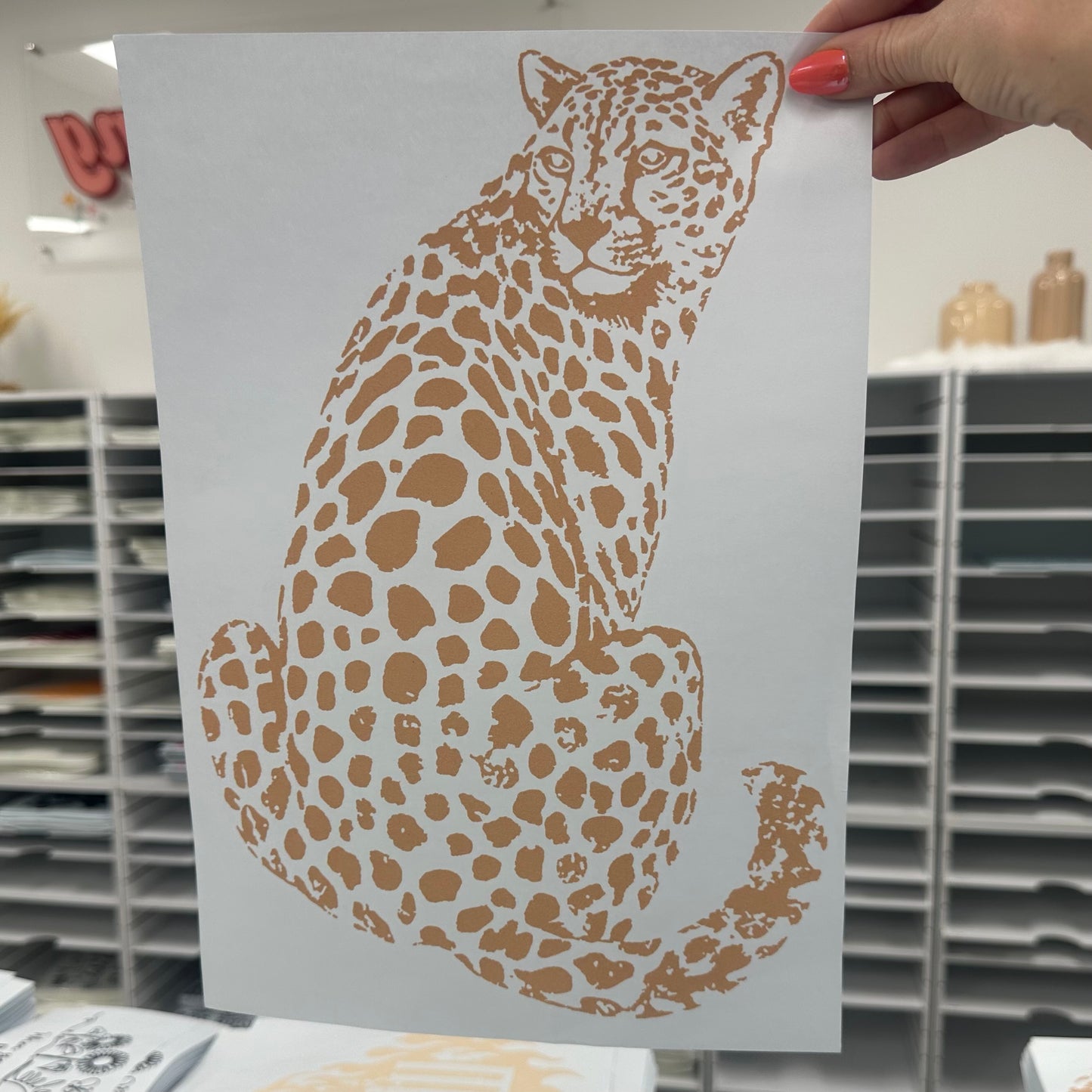 cheetah tan ink screen print transfer•