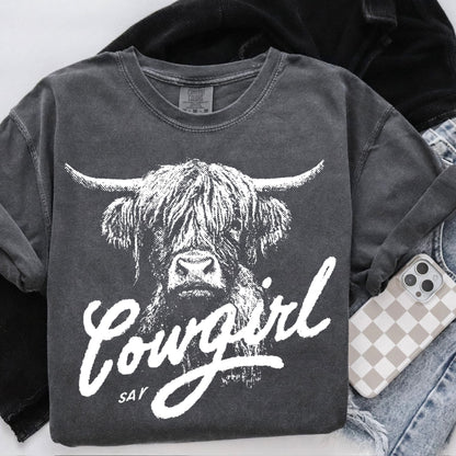 Highland cow half tone screen print transfer